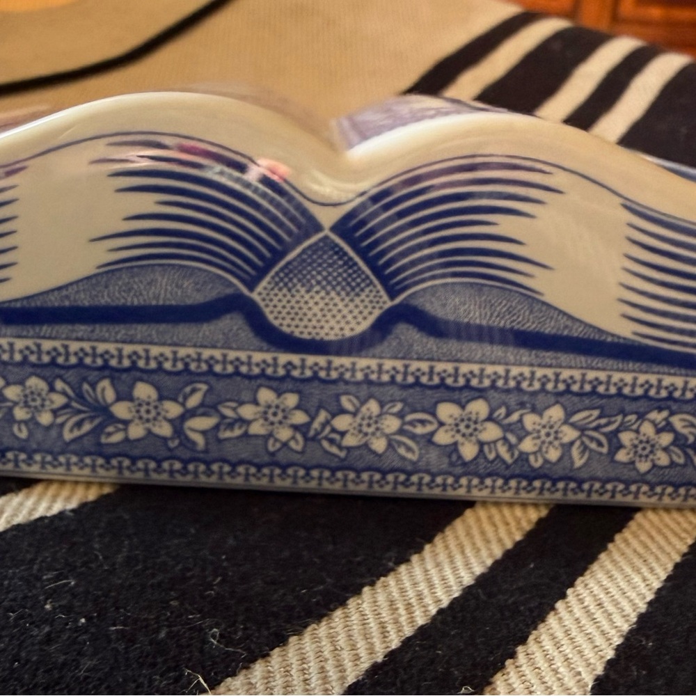 Vintage Spode Porcelain Friendship Poem an Open Book Paperweight Blue & White - Picture 7 of 12